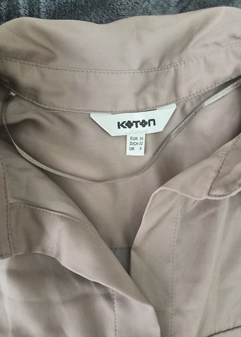 Bej Keten Düğmeli Uzun Kollu Kadın Gömlek - Görsel 2