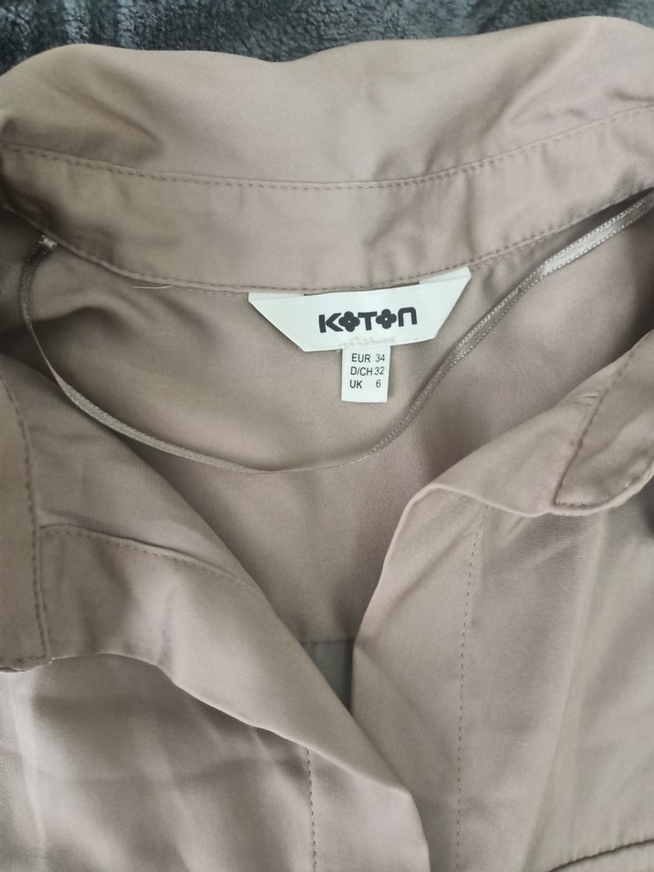 Bej Keten Düğmeli Uzun Kollu Kadın Gömlek - Görsel 2