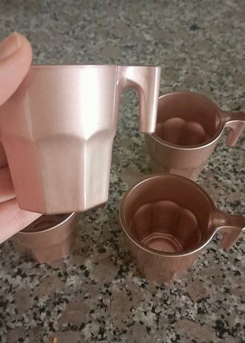 Pastel Pembe Kulplu Bardak Seti