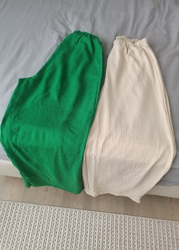 Yeşil Pliseli Keten Kadın Pantolon