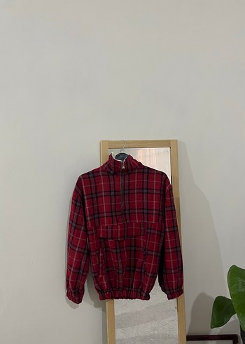 Kırmızı Ekoseli Yumuşak Kumaşlı Kadın Sweatshirt - Görsel 2