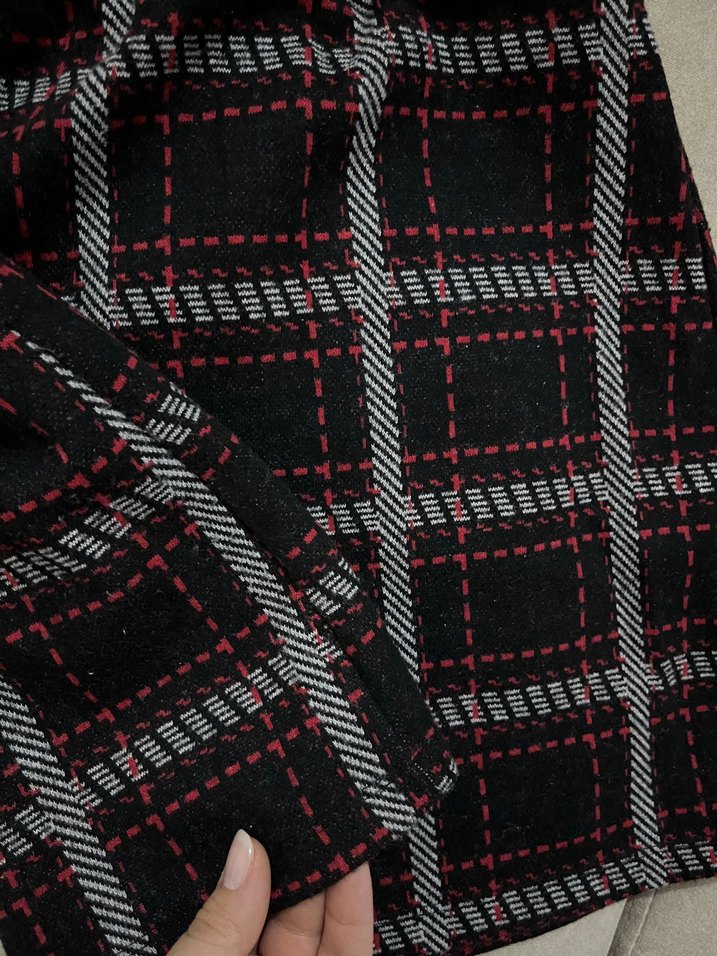 Lastikli Kısa Ekose Etek - Görsel 2