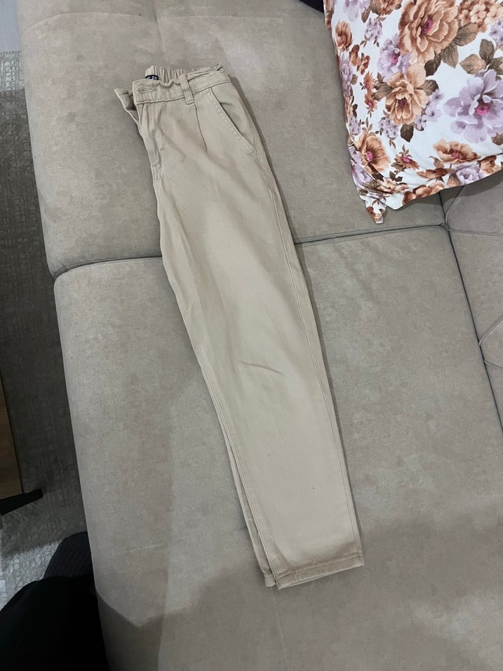 Bej Keten Kadın Pantolon - Görsel 2