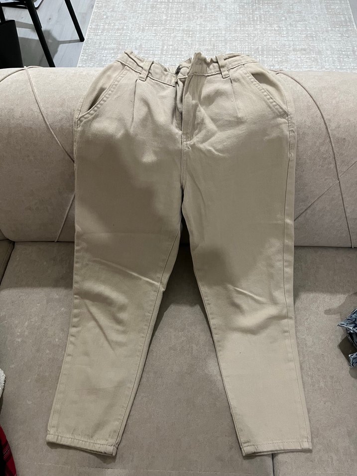 Bej Keten Kadın Pantolon - Görsel 4