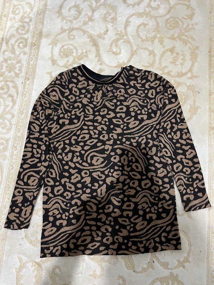 Kahverengi leopar Desenli Sweatshirt - Görsel 2
