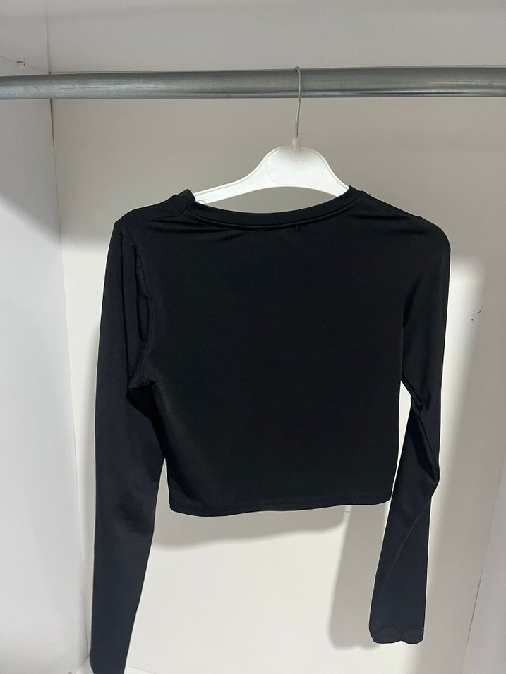 Siyah Uzun Kollu Basic Kadın crop - Görsel 2