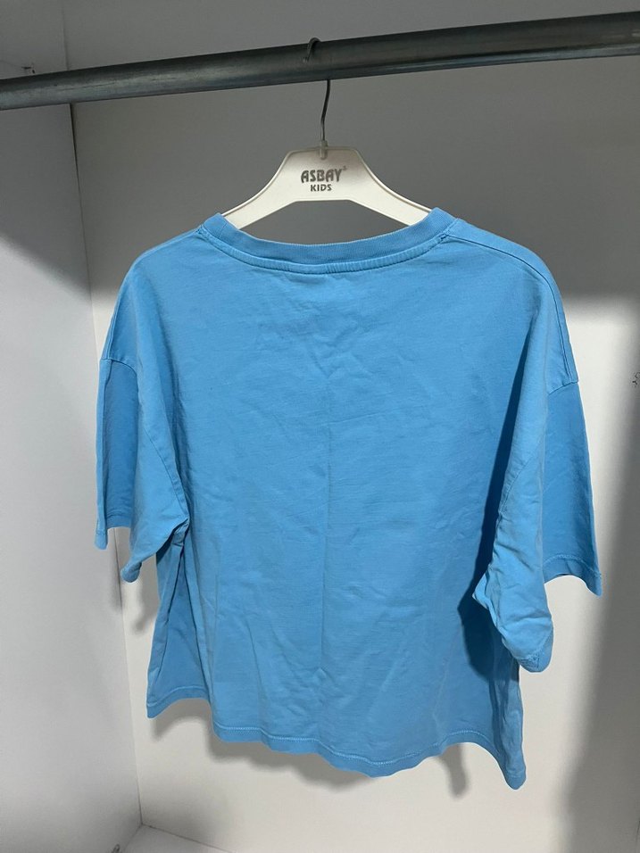 Mavi Baskılı Kısa Kollu Kiz cocuk Tişört - Görsel 2