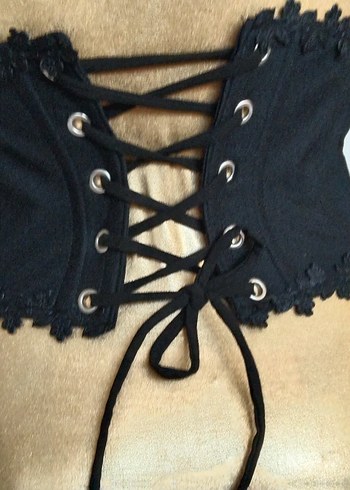 Siyah Gotik Kemerli Straplez Bustiyer - Görsel 3