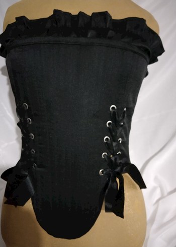 Siyah Gotik Straplez Midi Bustiyer - Görsel 3