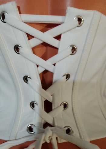 Beyaz Straplez Korse Mini Bustiyer - Görsel 3