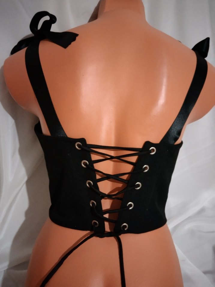 Siyah V Yakalı Mini Bustiyer - Görsel 3