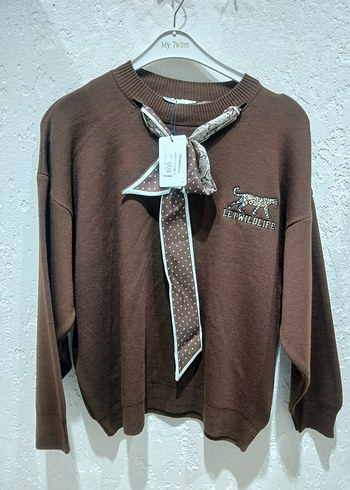 Kadın Beyaz Baskılı Mini Triko Kazak - Görsel 2