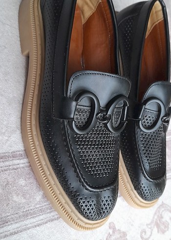 37 Beden Kadın Siyah Platform Topuklu Loafer
