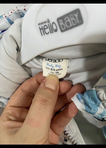9 Ay Beden gri Renk Gri Baskılı Bebek Tulumu Kürklü