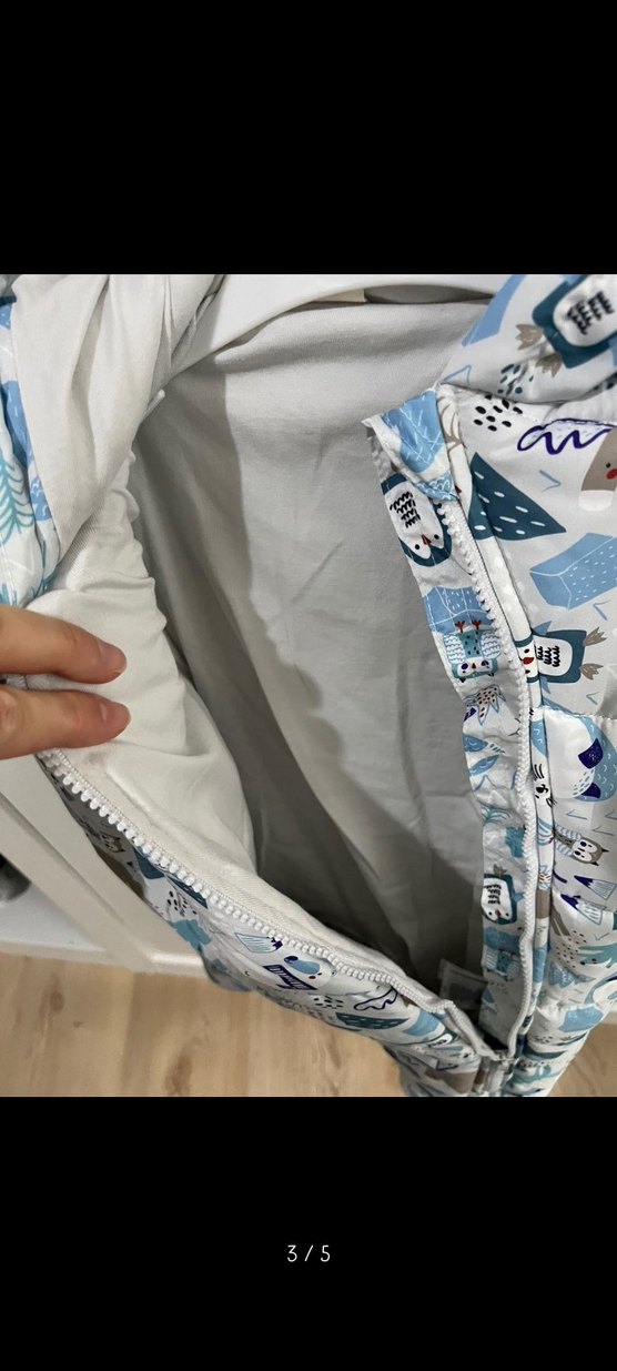 Gri Baskılı Bebek  Tulumu Kürklü - Görsel 3