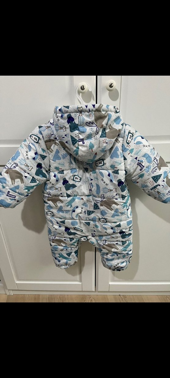 Gri Baskılı Bebek  Tulumu Kürklü - Görsel 5