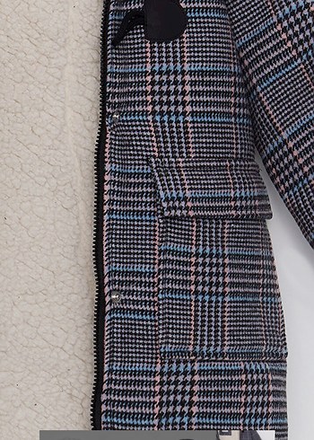 Gri Ekose Kürklü Kız Çocuk Kaban - Görsel 4