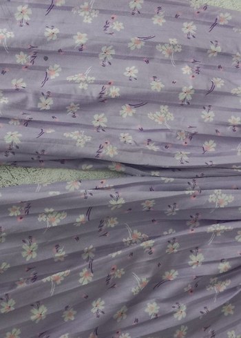Lila Bohem Çiçek Desenli etek pantolon