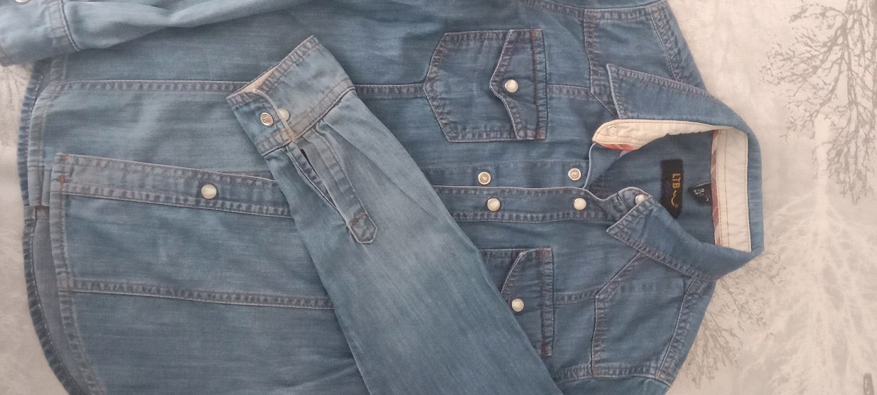 Düğmeli Denim gömlek - Görsel 2