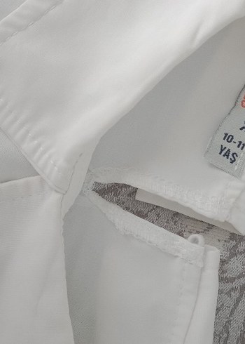 Beyaz Drapeli Uzun Kollu çocuk gömleği - Görsel 2