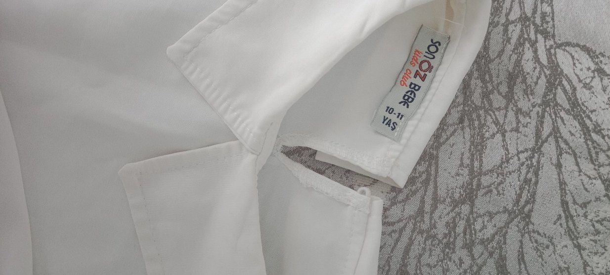 Beyaz Drapeli Uzun Kollu çocuk gömleği - Görsel 2