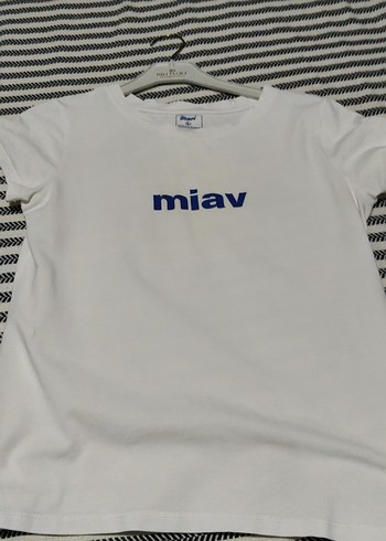 Beyaz Mini Baskılı Kısa Kollu Tişört