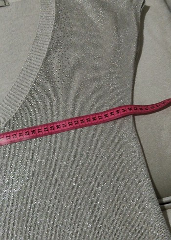 Kadın Gri V Yaka Kolsuz Triko Süveter - Görsel 3