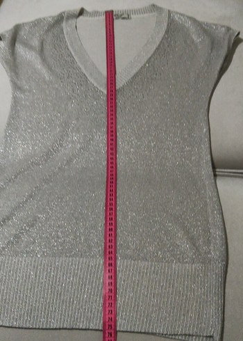 Kadın Gri V Yaka Kolsuz Triko Süveter - Görsel 5