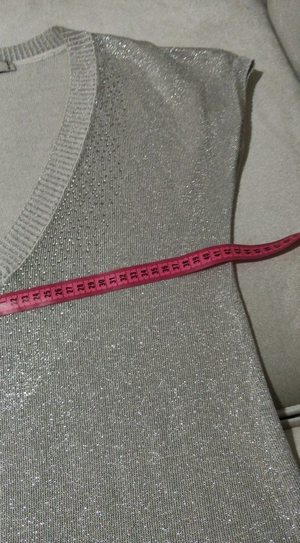 Kadın Gri V Yaka Kolsuz Triko Süveter - Görsel 3