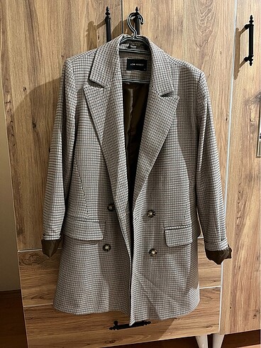 Kahverengi Ekoseli Blazer Ceket