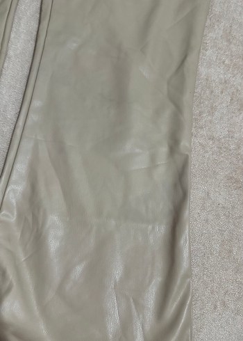Kadın Bej Deri Cigarette Pantolon - Görsel 4