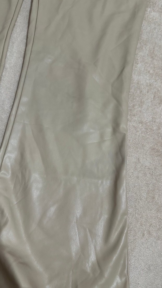 Kadın Bej Deri Cigarette Pantolon - Görsel 4