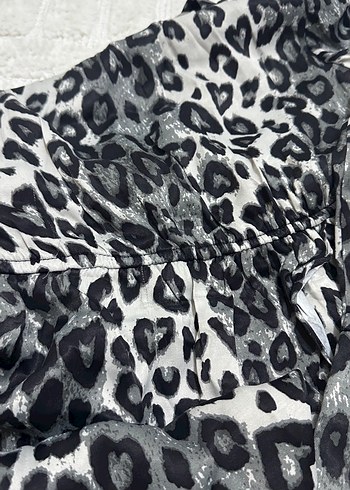 BSL FASHION Leopar Desenli Tek Kollu Mini Elbise