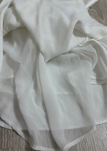 Beyaz Parlak Mini Straplez Elbise - Görsel 6