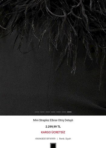 Siyah Mini Straplez Kürk Detaylı Elbise - Görsel 7