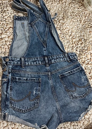 Kadın Kot Mini Salopet - Bohem Tarz - Görsel 3