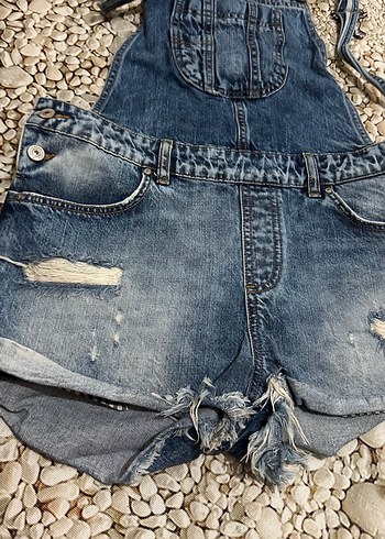 Kadın Kot Mini Salopet - Bohem Tarz - Görsel 2