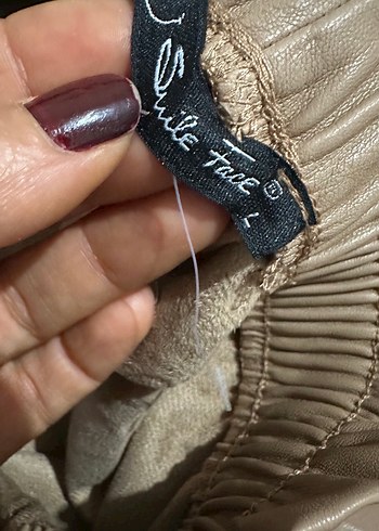 Bej Deri Mini Şort - Görsel 6