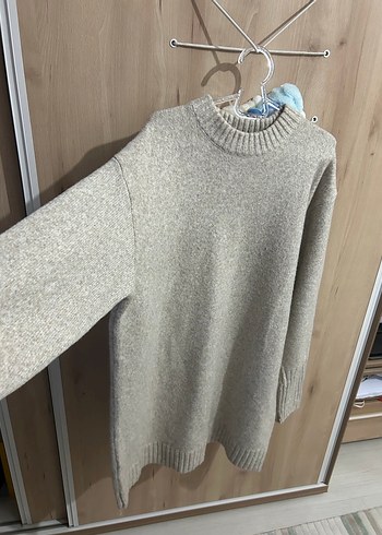 Bej Kadın Örgü Triko Kazak Elbise - Görsel 4