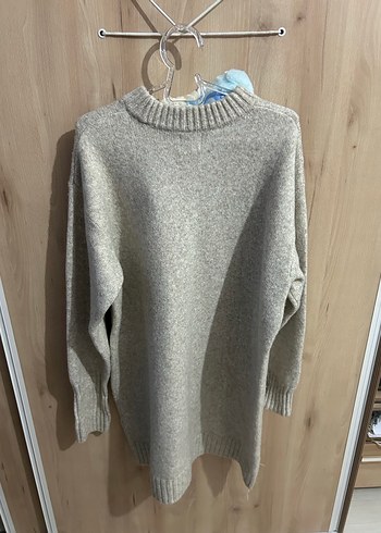 Bej Kadın Örgü Triko Kazak Elbise - Görsel 5