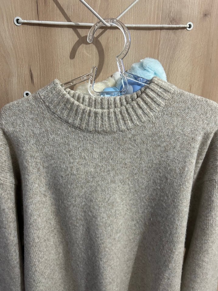 Bej Kadın Örgü Triko Kazak Elbise - Görsel 2