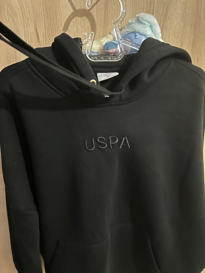Uspa Siyah Kapüşonlu Kadın Sweatshirt - Görsel 3