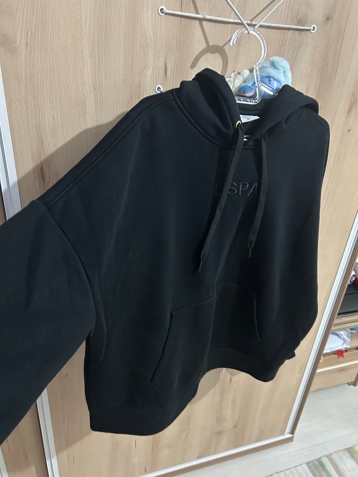 Uspa Siyah Kapüşonlu Kadın Sweatshirt - Görsel 4