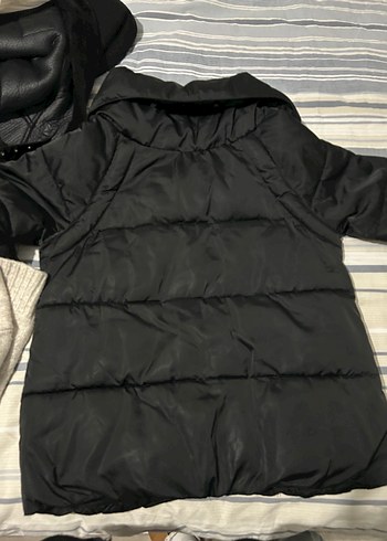 Colins Marka Detaylı Siyah Kadın mont - Görsel 5