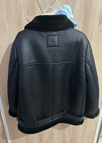 Zara Siyah Kürklü Deri Biker Ceket - Görsel 3