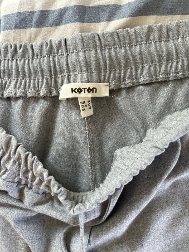 Koton Gri Keten Kadın Rahat Kesim Pantolon - Görsel 3