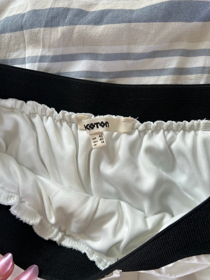 Kadın Beyaz Keten Pilili Midi Pantolon - Görsel 4