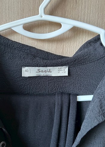 Seçil marka Düğmeli Siyah Keten Oversize Kadın Gömlek - Görsel 3