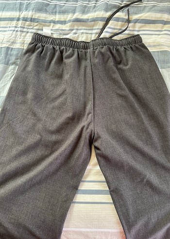 Gri Keten Rahat Kesim bol paça Pantolon - Görsel 6