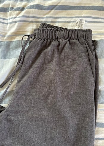 Gri Keten Rahat Kesim bol paça Pantolon - Görsel 3